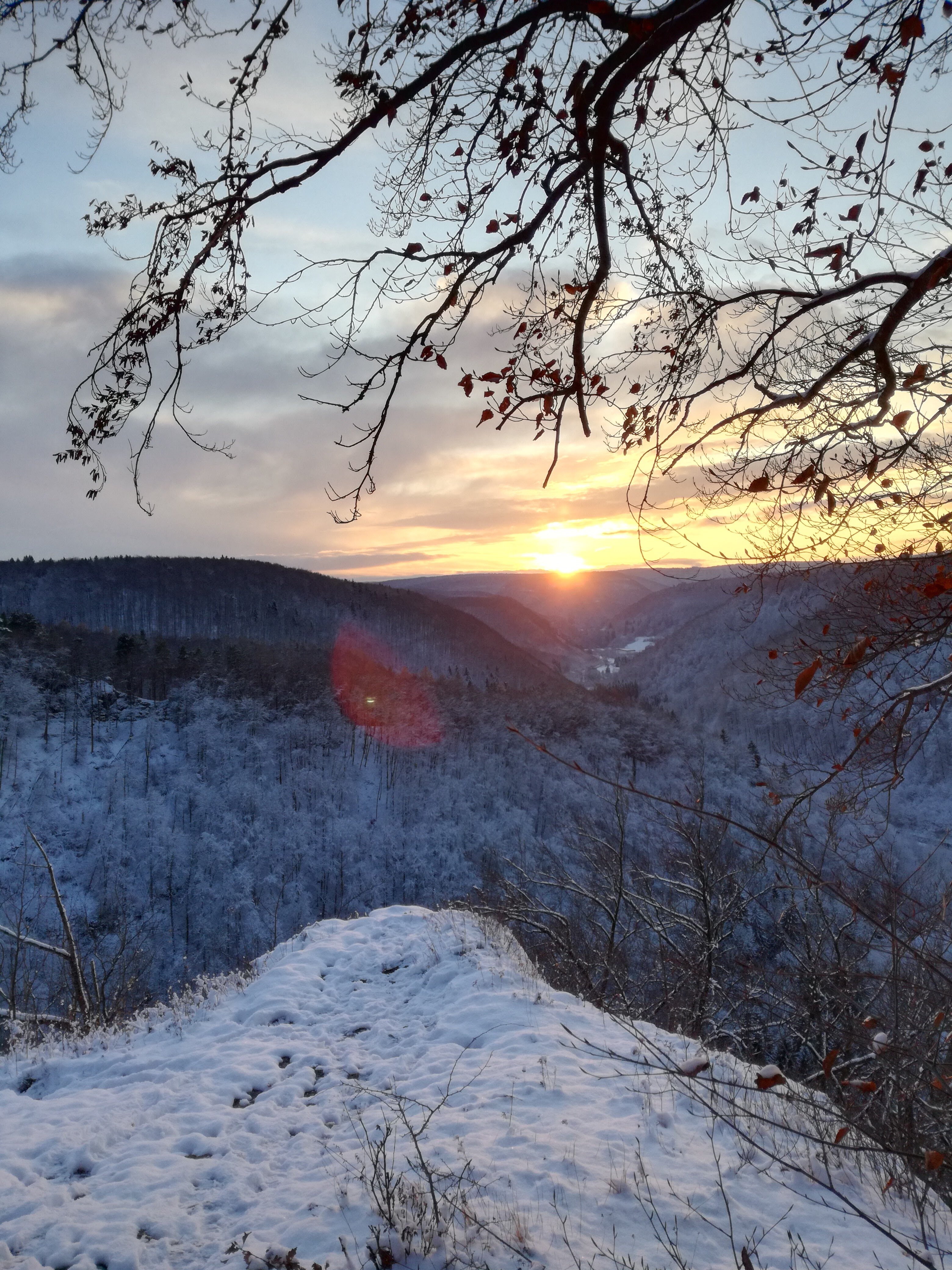 Der winterliche Blick vom Falkensteinfelsen bei Grabenstetten Der winterliche Blick vom Falkensteinfelsen bei Grabenstetten
